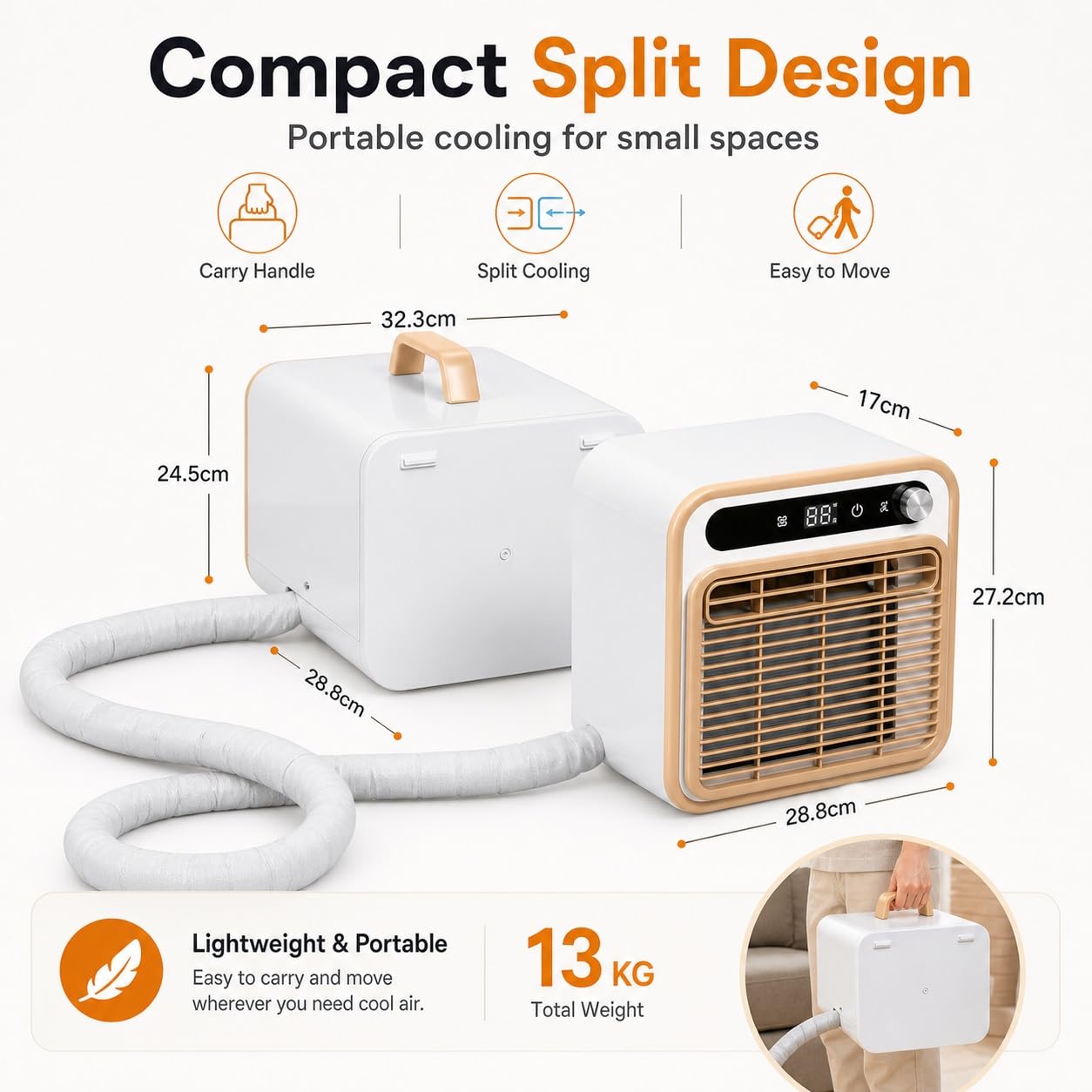 5000 BTU Portable Split Air Conditioner, App & Remote Control
