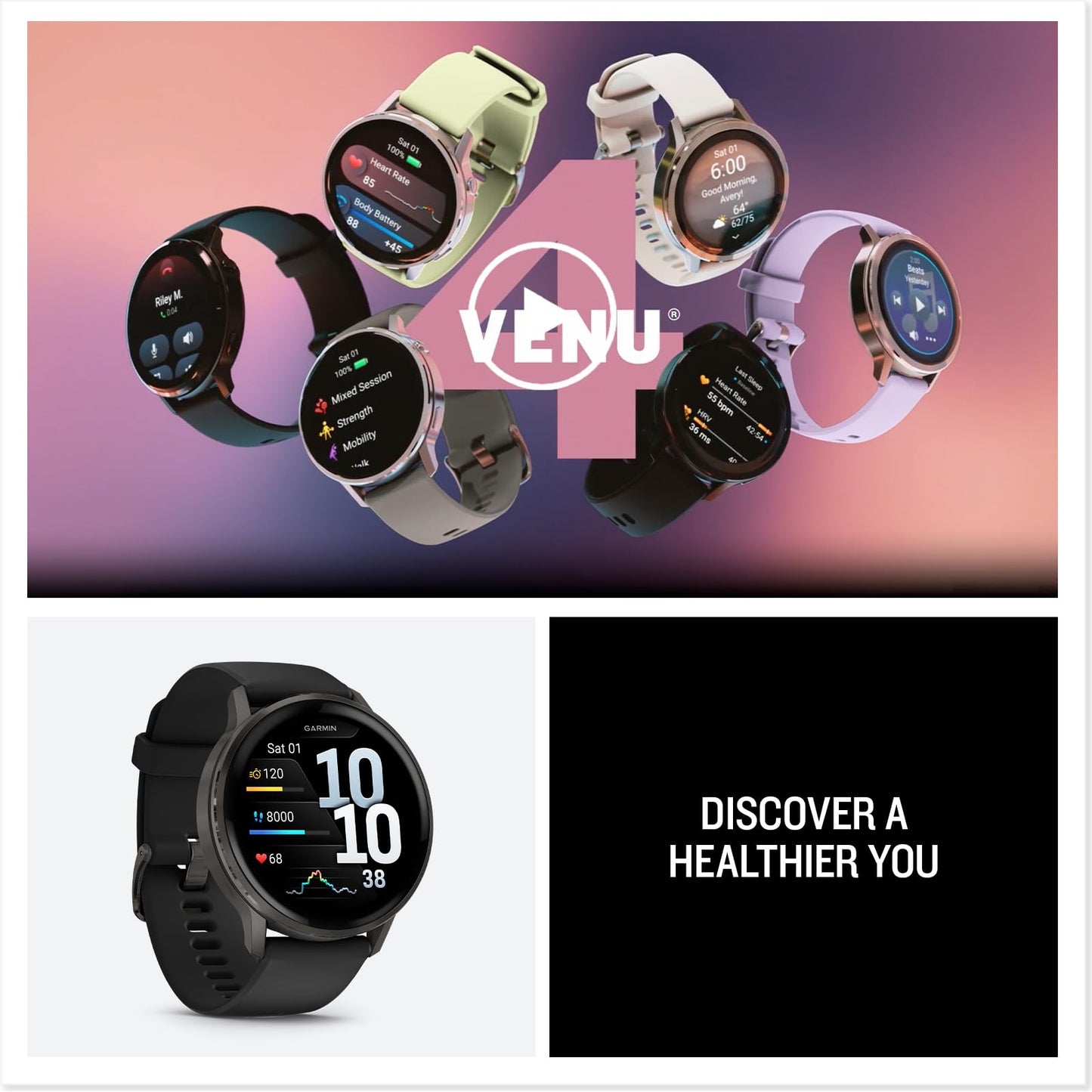 Garmin Venu 4 GPS Smartwatch 45mm – 12-Day Battery – Slate