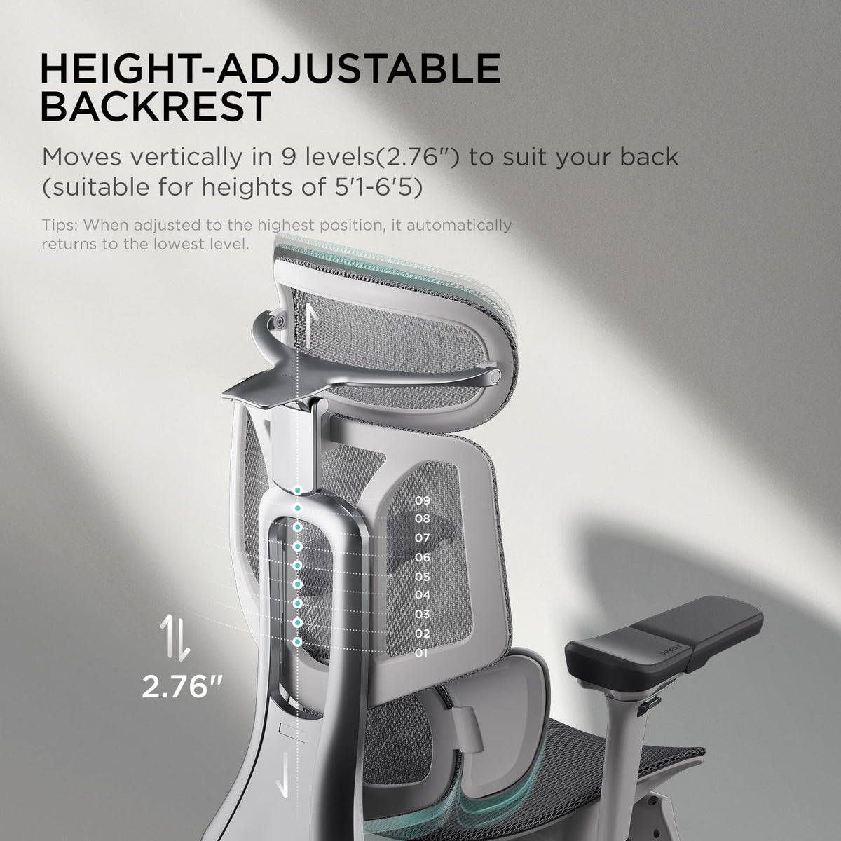 Hbada E3 Pro Ergonomic Office Chair with Footrest, Grey