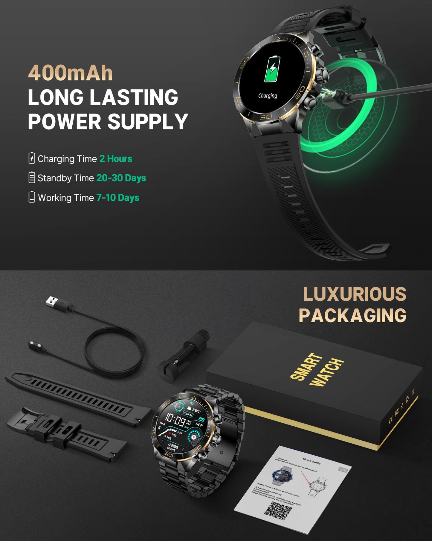 Men's AMOLED Smartwatch with Call, Heart Rate & Sleep Monitor
