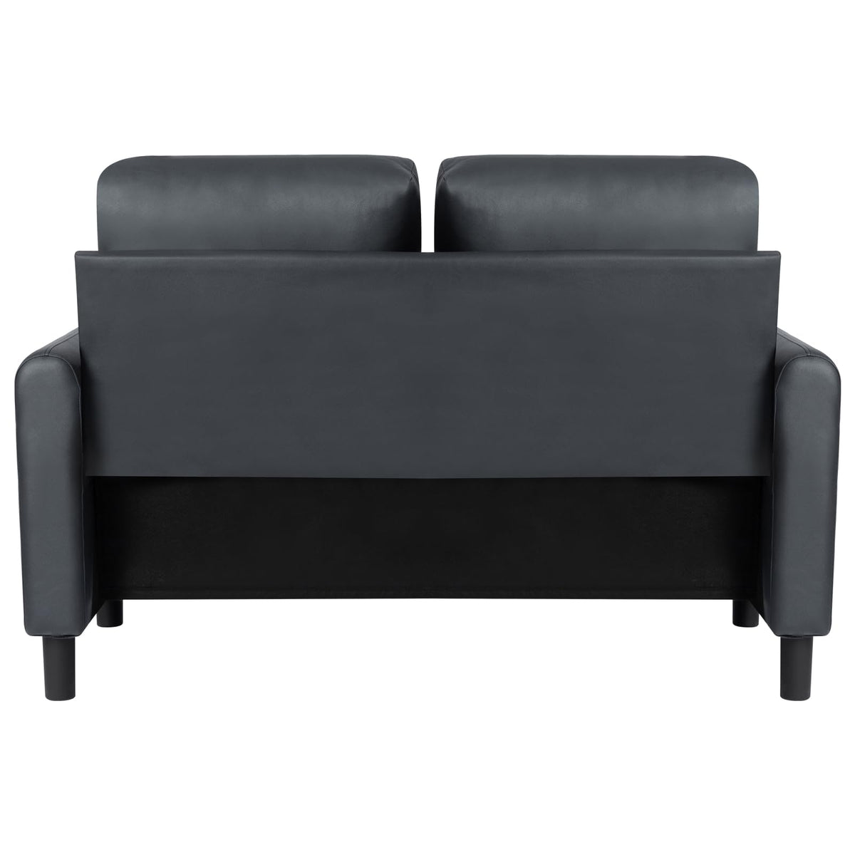 Faux Leather 2 Seater Sofa Couch With Cushion, 4 Legs, Love Seat Settee for Living Room, Office, Bedroom, Black
