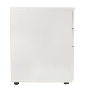 Office Hippo Heavy Duty Left Corner Radial Desk With 3 Drawer High Storage, Home Office Filing, PC Workstation for Office or Home, 5 Yr Warranty, MFC - White, Silver Frame, 160cm x 160.4cm