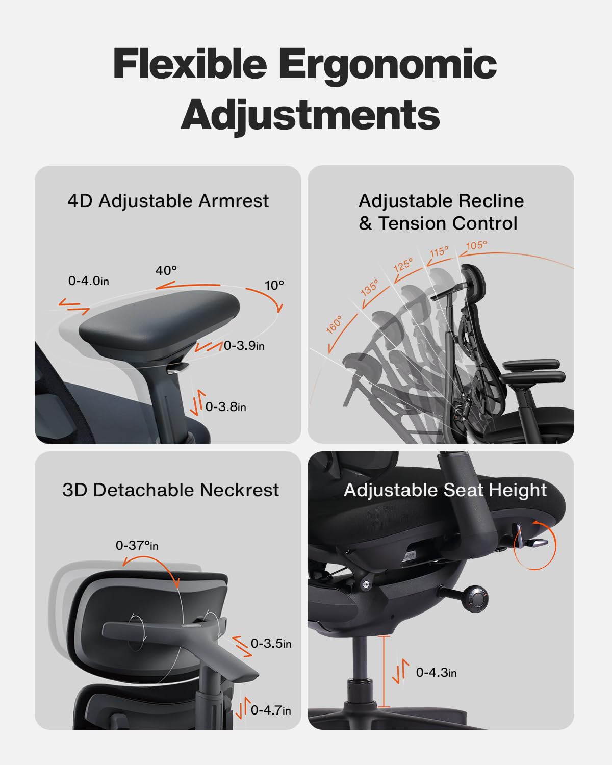 LiberNovo SE Ergonomic Office Chair, 5 Recline Positions