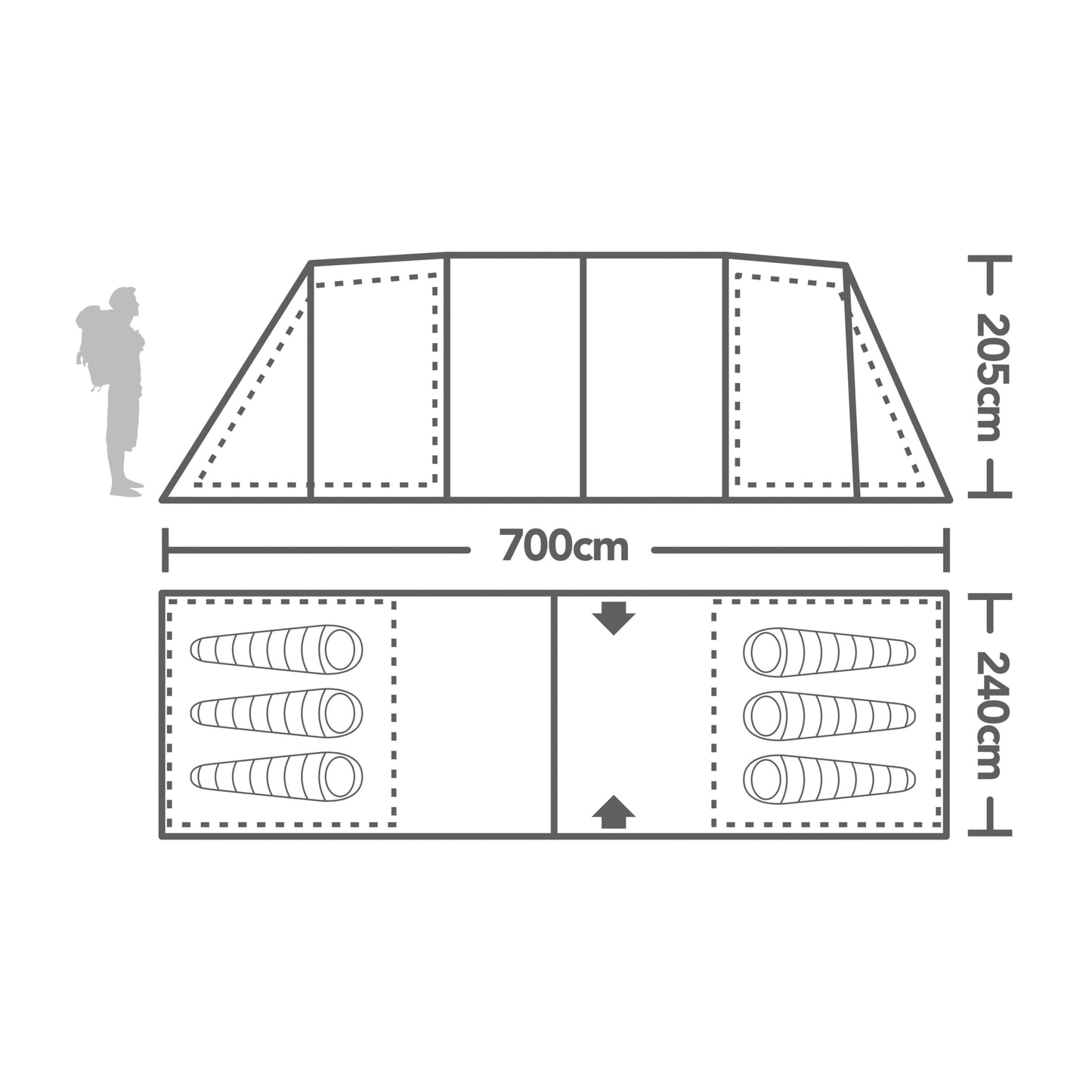 Hi-Gear Zenobia Eclipse 6 Man Tunnel Tent, Blackout Bedrooms
