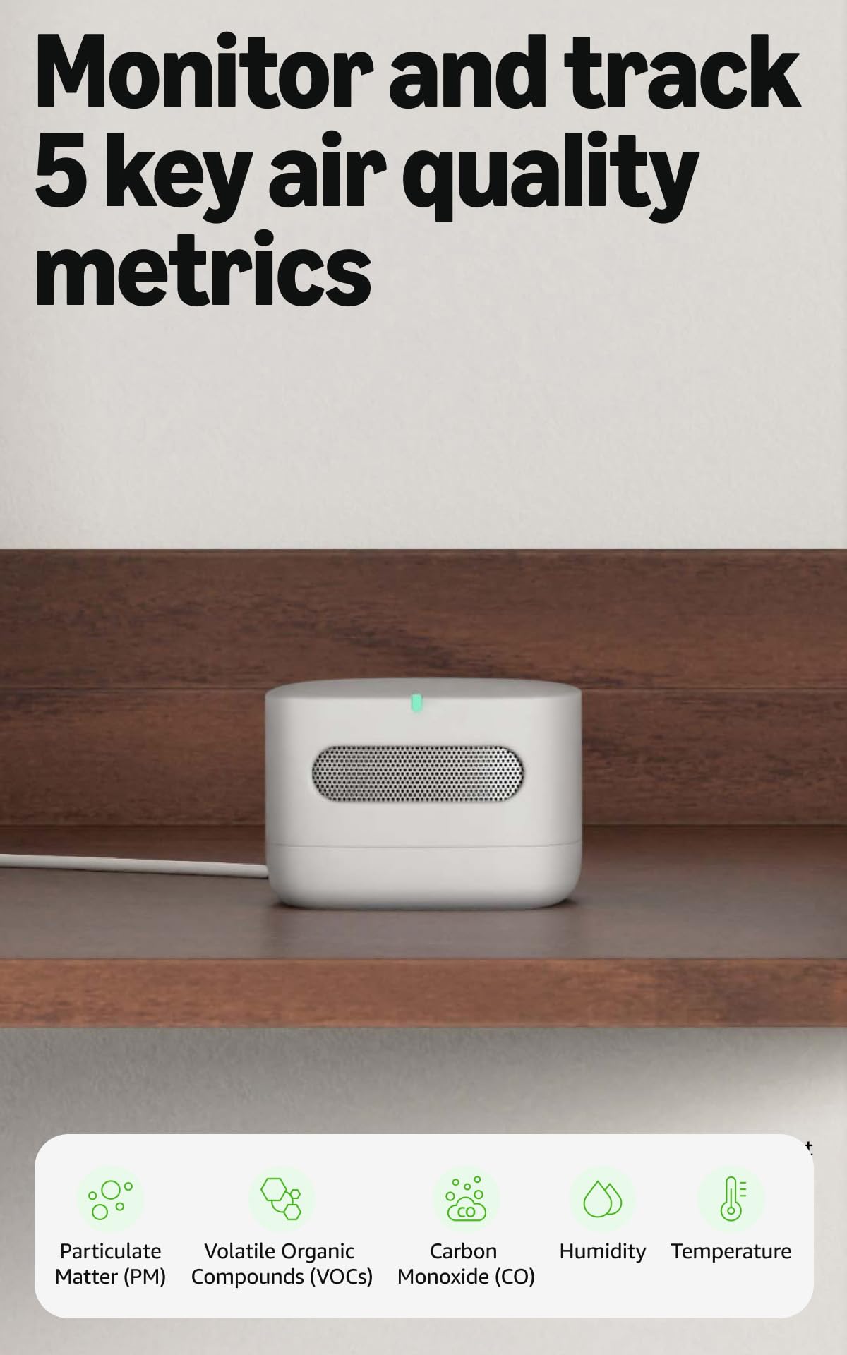 Amazon Smart Air Quality Monitor, Works with Alexa – 2 Pack