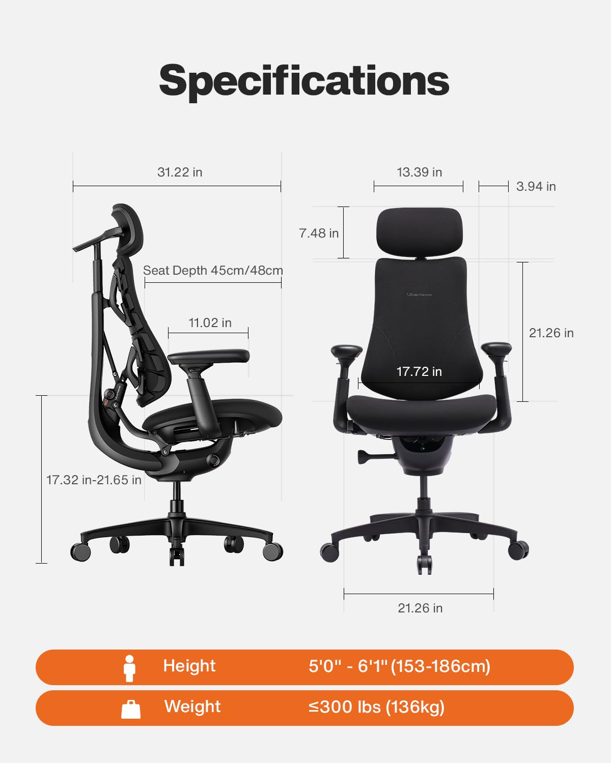 LiberNovo SE Ergonomic Office Chair, 5 Recline Positions
