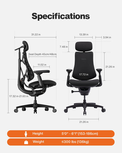 LiberNovo SE Ergonomic Office Chair, 5 Recline Positions