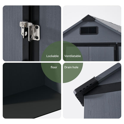 Aoxun 4×6 FT All-Weather Resin Storage Shed, Outdoor Plastic Tool Shed with Reinforced Floor, Lockable Door, Window & Vent for Garden Patio Backyard, Stores Bike, Garbage Can & Yard Gear, Dark Gray