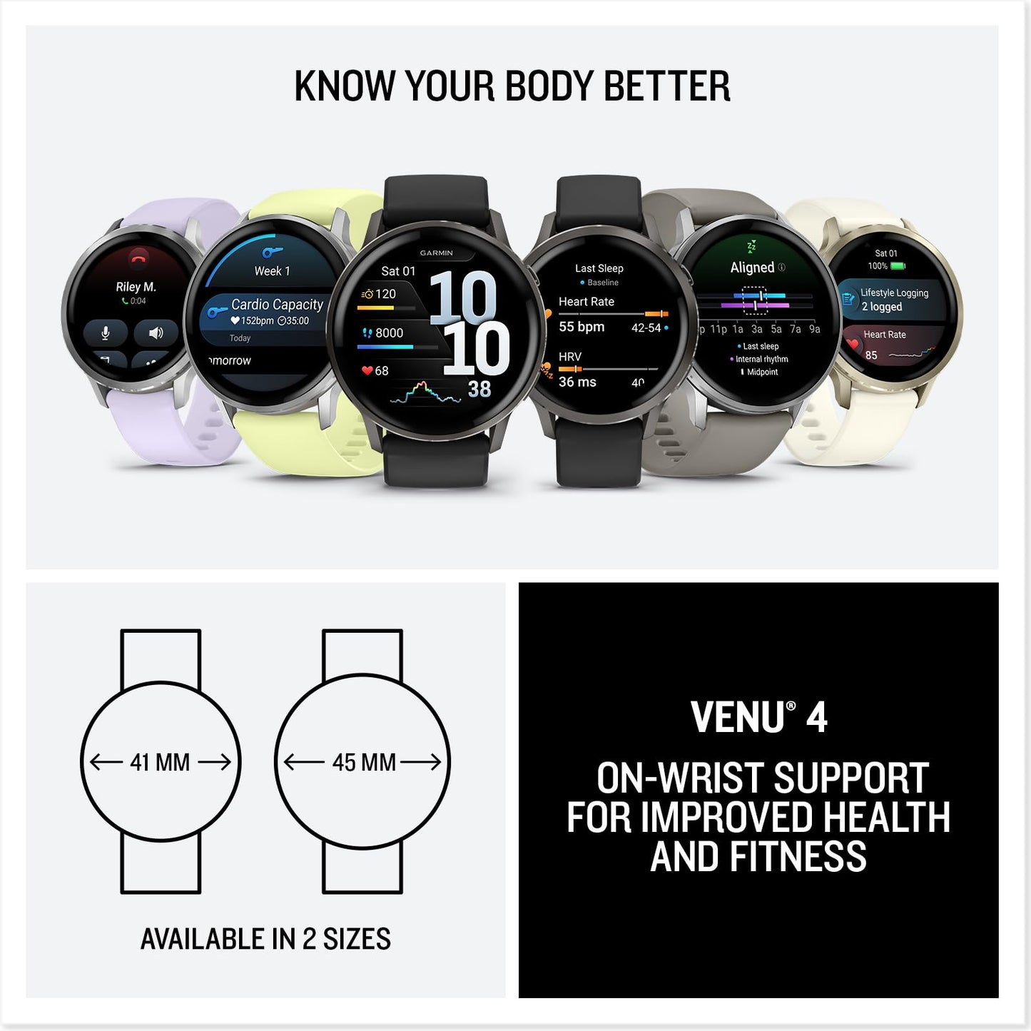 Garmin Venu 4 GPS Smartwatch 45mm – 12-Day Battery – Slate