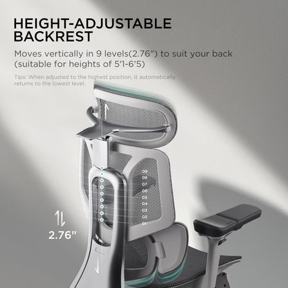 Hbada E3 Pro Ergonomic Office Chair with Footrest, Grey