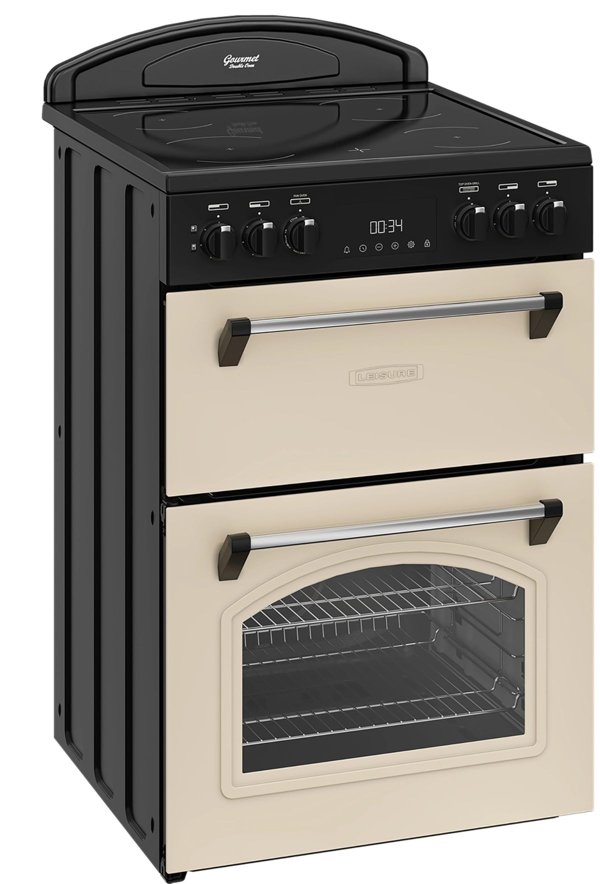 Leisure CLB60ECC 60cm Double Oven Electric Range Cooker – Cream, Multifunction Main Oven, Conventional Top Oven & Grill, Ceramic Hob, LED Timer, A Rated Efficiency, Stylish Traditional Design