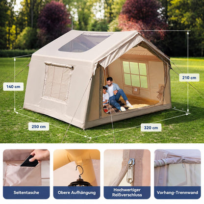 MOPHOTO Inflatable Tent 4-6 Person with Pump, Beige