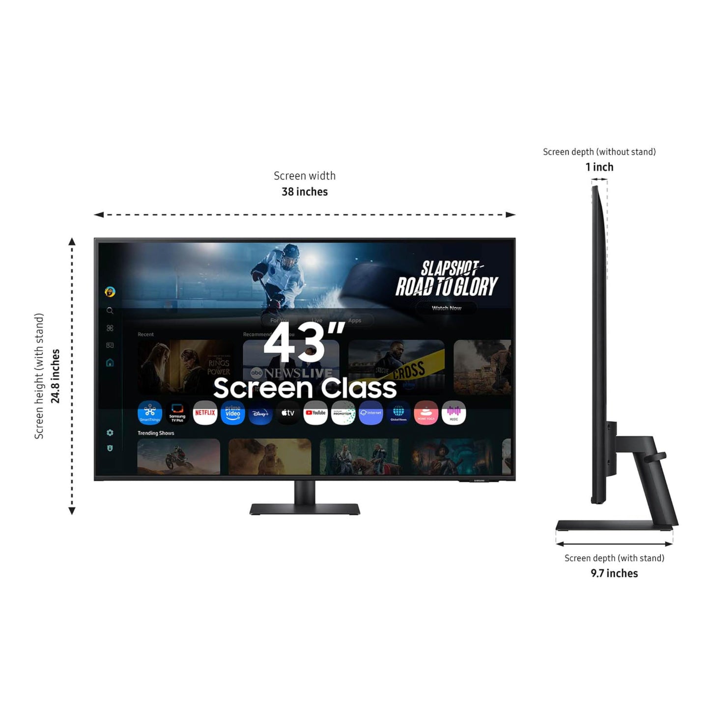 Samsung 43" M7 M70F 4K UHD Smart Monitor with Streaming – Black