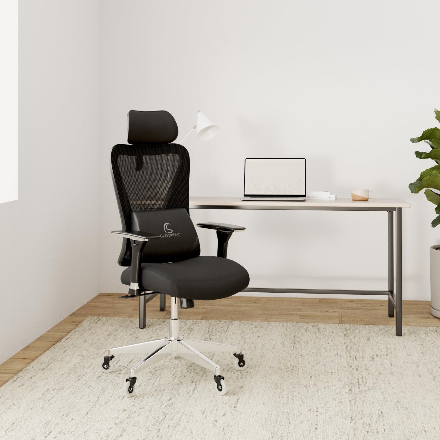 CLOUVOU Clever Ergonomic Office Chair, Mesh Back, Black