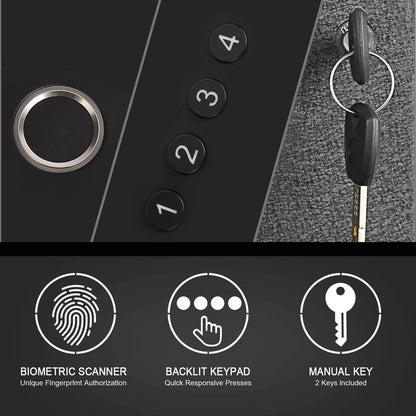 Biometric Handgun Safe with Fingerprint, PIN & Key Access