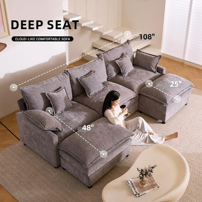 The Haven U-Shaped Modular Cloud Sofa, 274cm, Chenille
