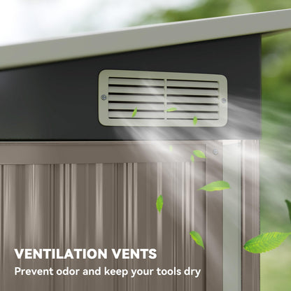 Outsunny 7.5 x 4.3ft Metal Garden Storage Shed Waterproof Vents Light Grey