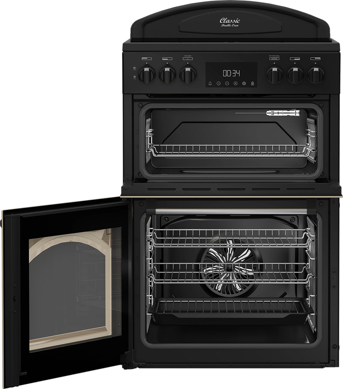 Leisure CLB60ECC 60cm Double Oven Electric Range Cooker – Cream, Multifunction Main Oven, Conventional Top Oven & Grill, Ceramic Hob, LED Timer, A Rated Efficiency, Stylish Traditional Design