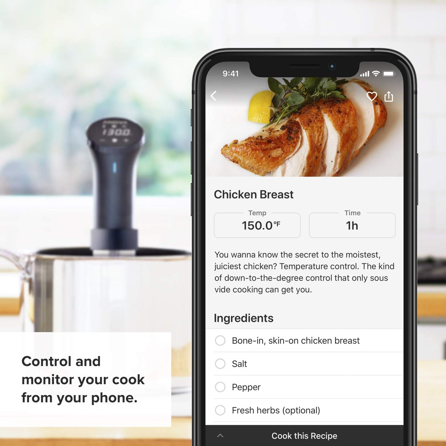 Anova Culinary Sous Vide Precision Cooker 2.0 WiFi, 1000W