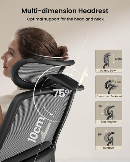 ProtoArc EC200 Ergonomic Office Chair, Adjustable Seat Depth