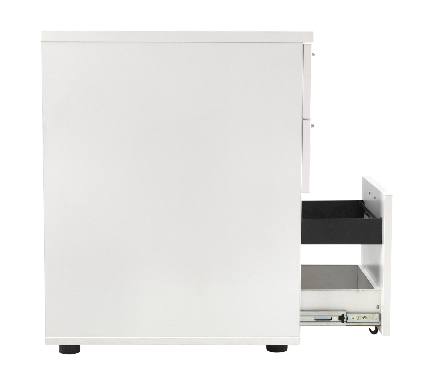 Office Hippo Heavy Duty Left Corner Radial Desk With 3 Drawer High Storage, Home Office Filing, PC Workstation for Office or Home, 5 Yr Warranty, MFC - White, Silver Frame, 160cm x 160.4cm