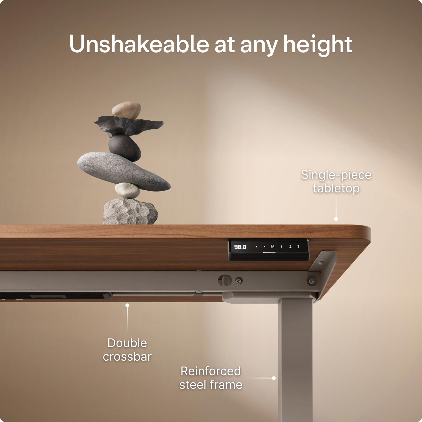 Desktronic HomeOne Standing Desk 160x80cm, Dual Motor, Walnut