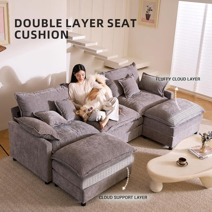 The Haven U-Shaped Modular Cloud Sofa, 274cm, Chenille