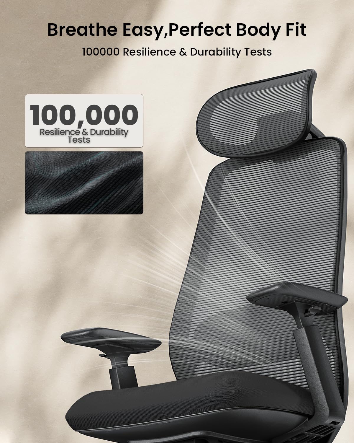 ProtoArc EC200 Ergonomic Office Chair, Adjustable Seat Depth