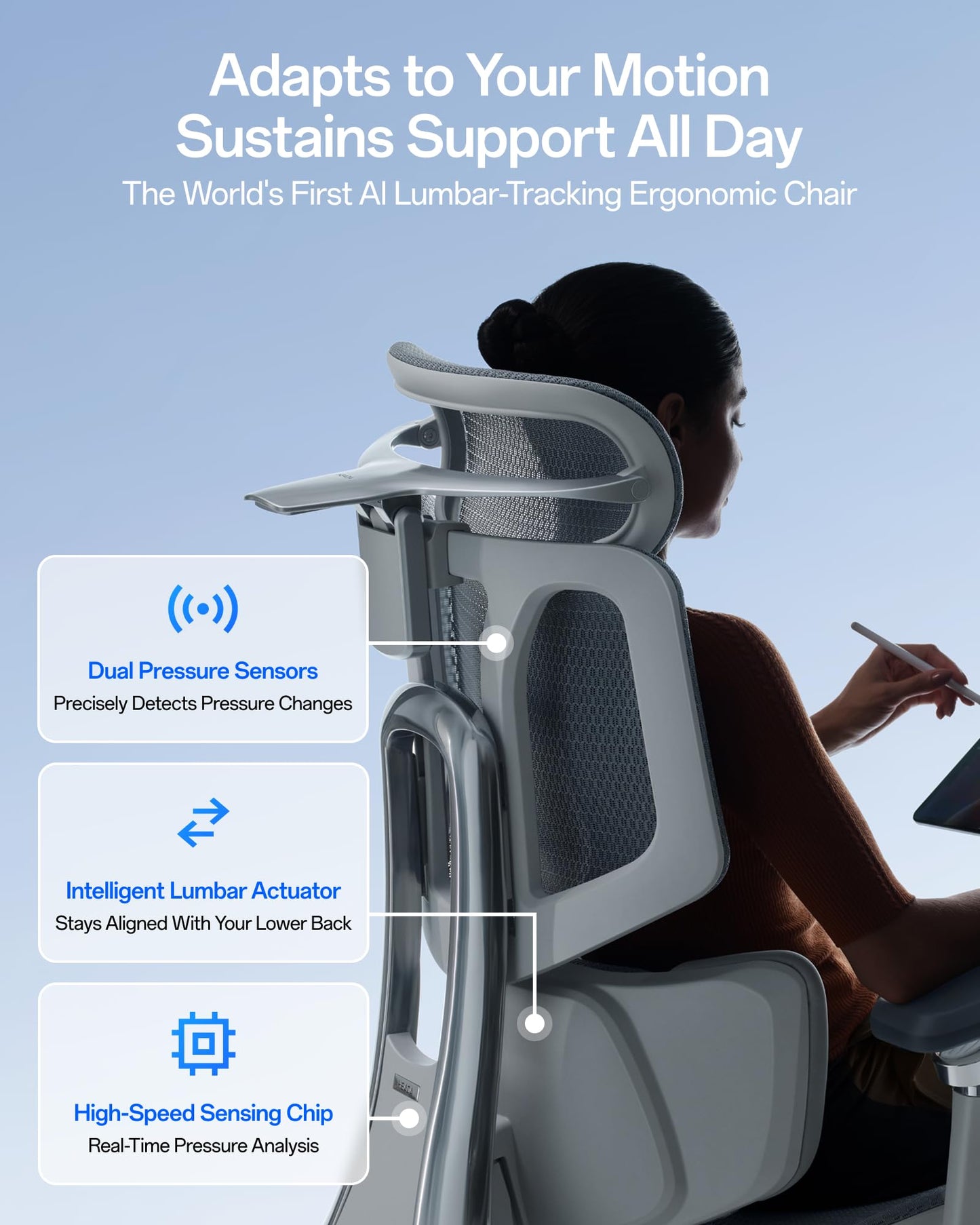 Hbada X7 Smart Ergonomic Office Chair, Massage & Heating, White