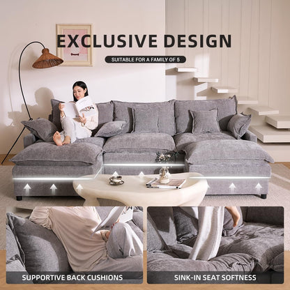 The Haven U-Shaped Modular Cloud Sofa, 274cm, Chenille