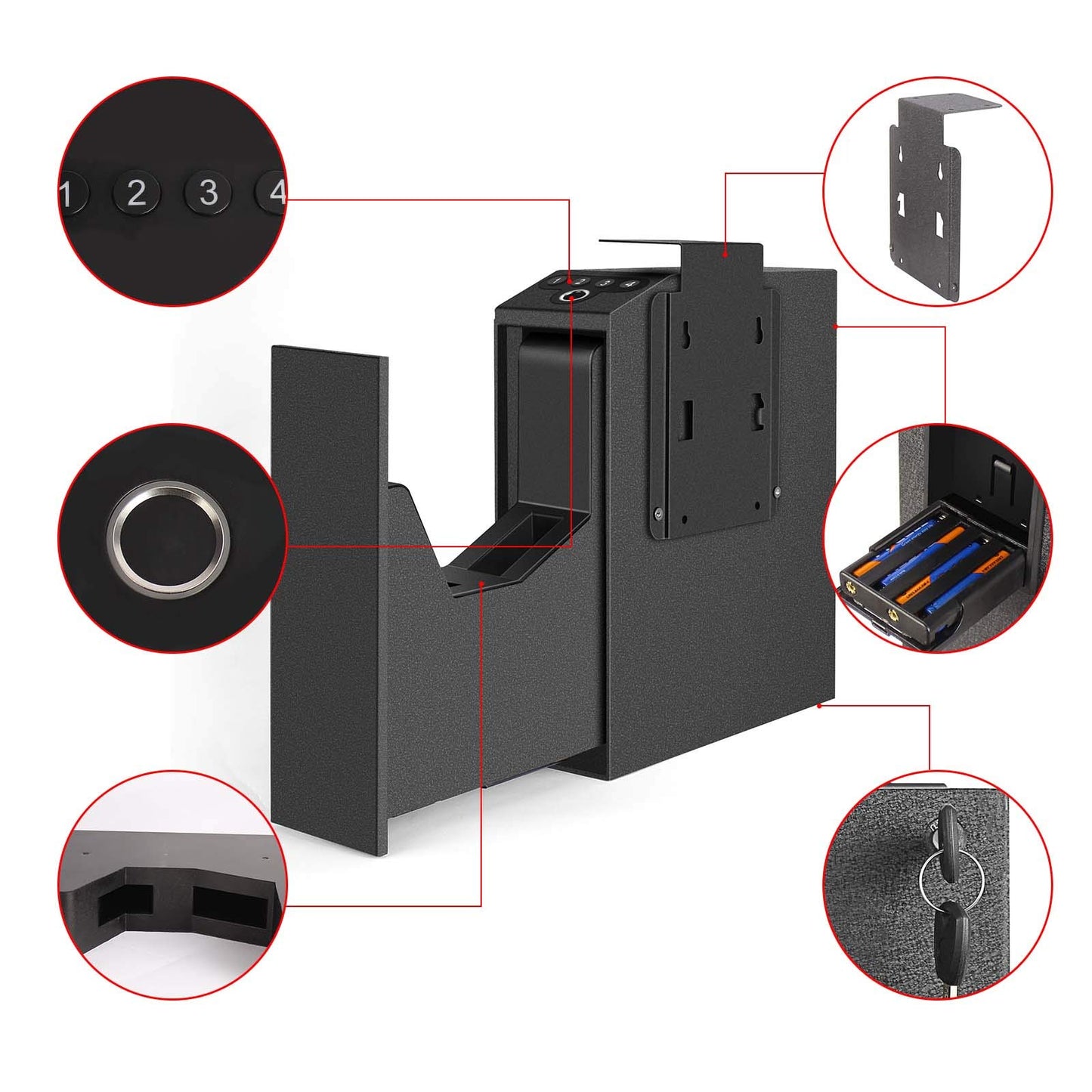 Biometric Handgun Safe with Fingerprint, PIN & Key Access