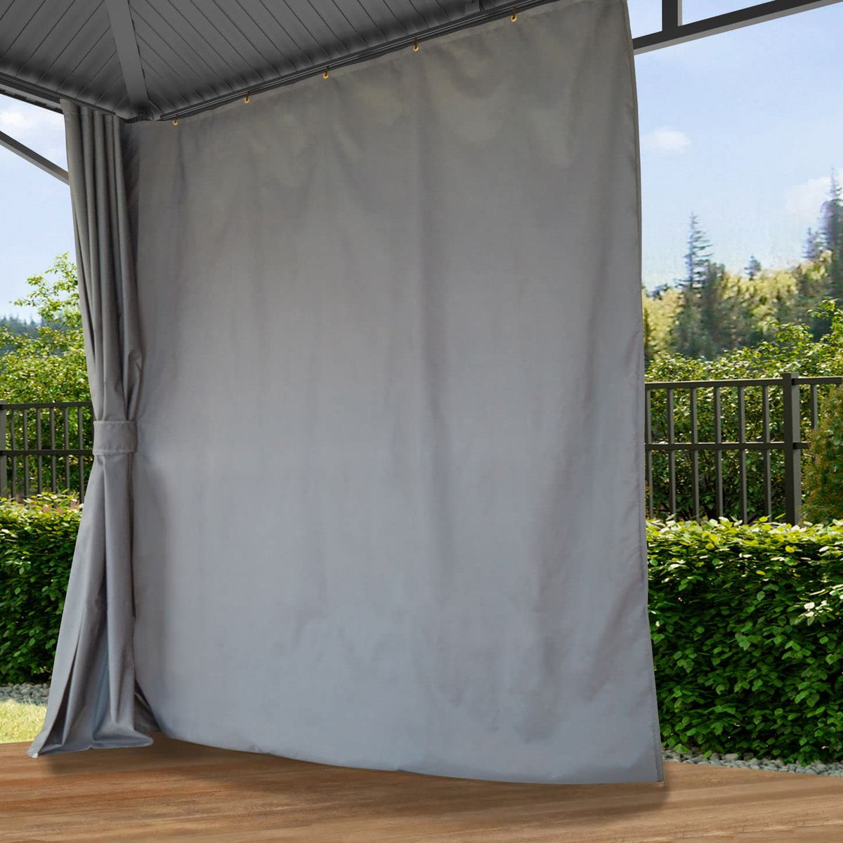 TOOLPORT Garden gazebo 3x3 m hardtop steel roof, 4 side panels in grey, poles 9x9cm
