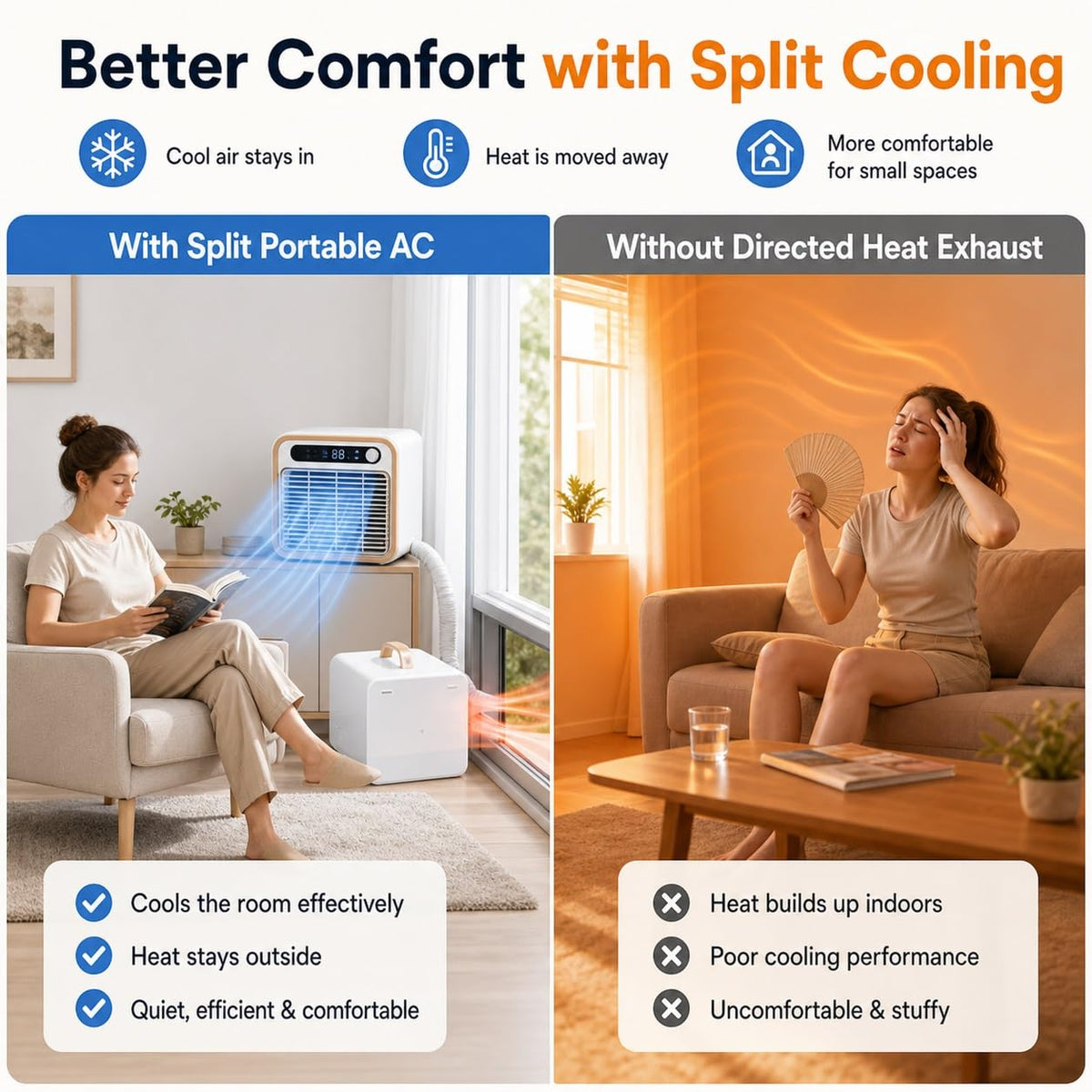 5000 BTU Portable Split Air Conditioner, App & Remote Control