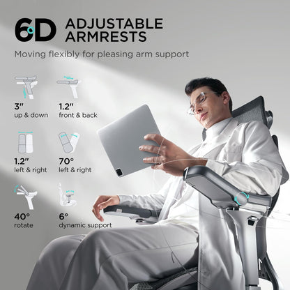 Hbada E3 Pro Ergonomic Office Chair with Footrest, Grey