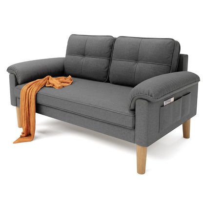 Xbro 2-Seater Sofa, Small Couch 2-Seater with Armrest and Side Pocket, Modern Fabric Couch for Living Room, Home, Office, Easy Assembly, 145 x 77 x 77 cm