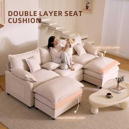 The Haven U-Shaped Modular Cloud Sofa, 274cm, Chenille