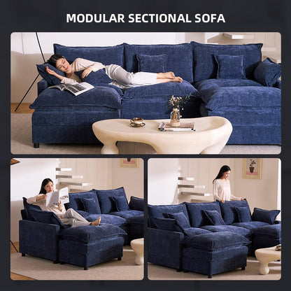 The Haven U-Shaped Modular Cloud Sofa, 274cm, Chenille
