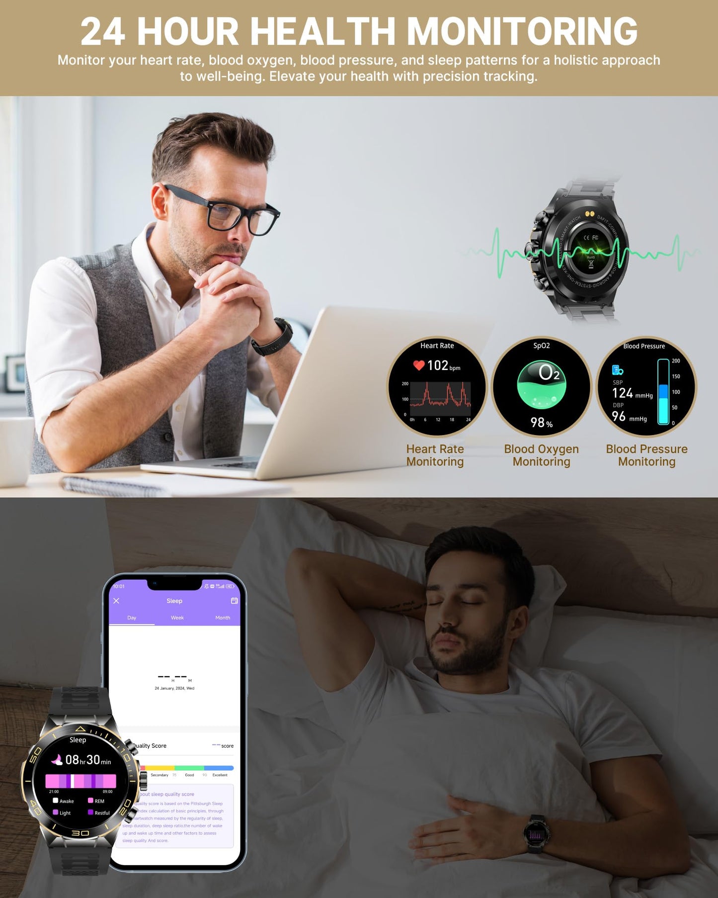 Men's AMOLED Smartwatch with Call, Heart Rate & Sleep Monitor