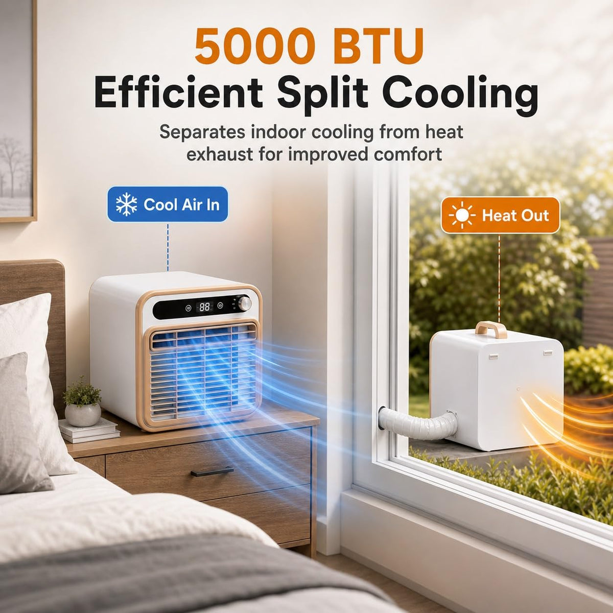 5000 BTU Portable Split Air Conditioner, App & Remote Control