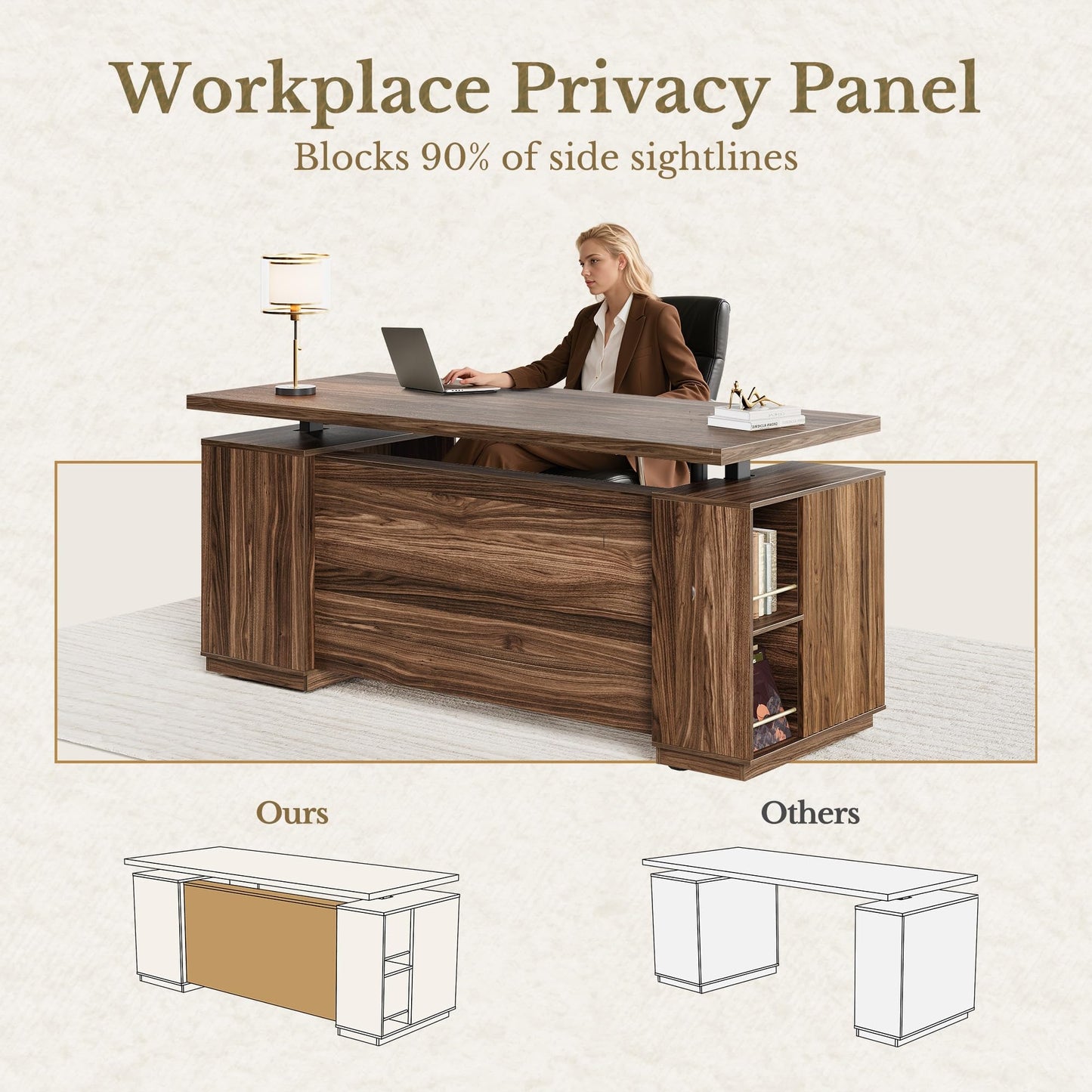 HUANUO Electric Standing Desk 178x76cm with Storage, Walnut