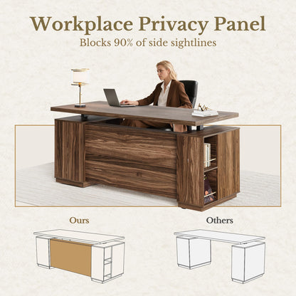 HUANUO Electric Standing Desk 178x76cm with Storage, Walnut