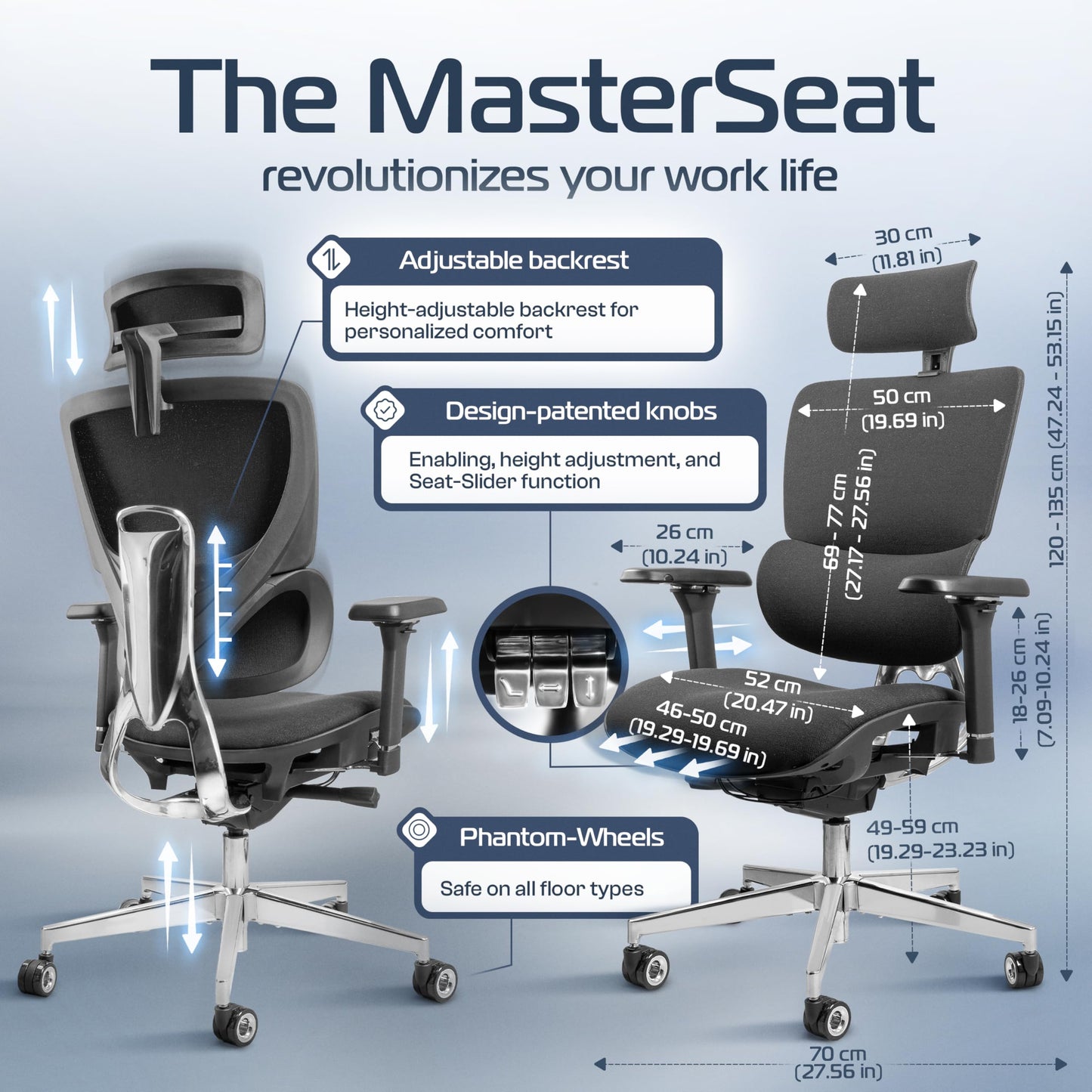 CLOUVOU Master Ergonomic Office Chair, Mesh Back, Black