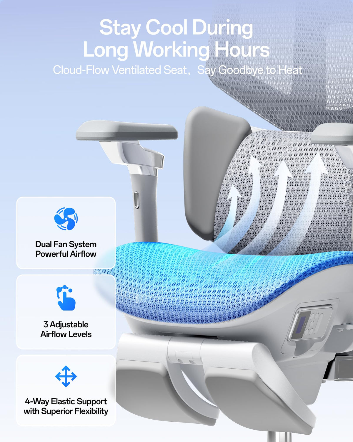 Hbada X7 Smart Ergonomic Office Chair, Massage & Heating, White