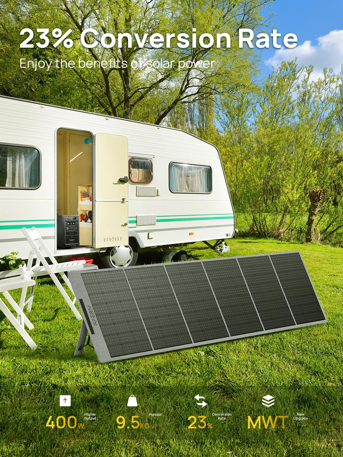 AFERIY 400W Portable Foldable Solar Panel, IP65, USB Ports
