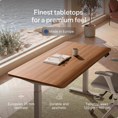 Desktronic HomeOne Standing Desk 160x80cm, Dual Motor, Walnut