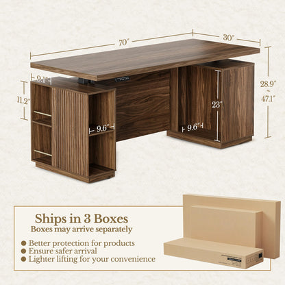 HUANUO Electric Standing Desk 178x76cm with Storage, Walnut