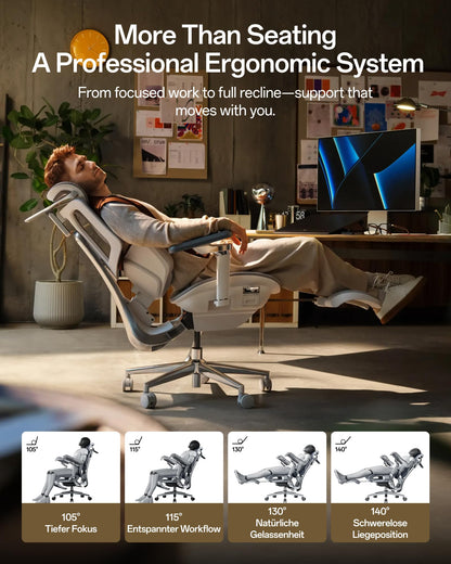 Hbada X7 Smart Ergonomic Office Chair, Massage & Heating, White