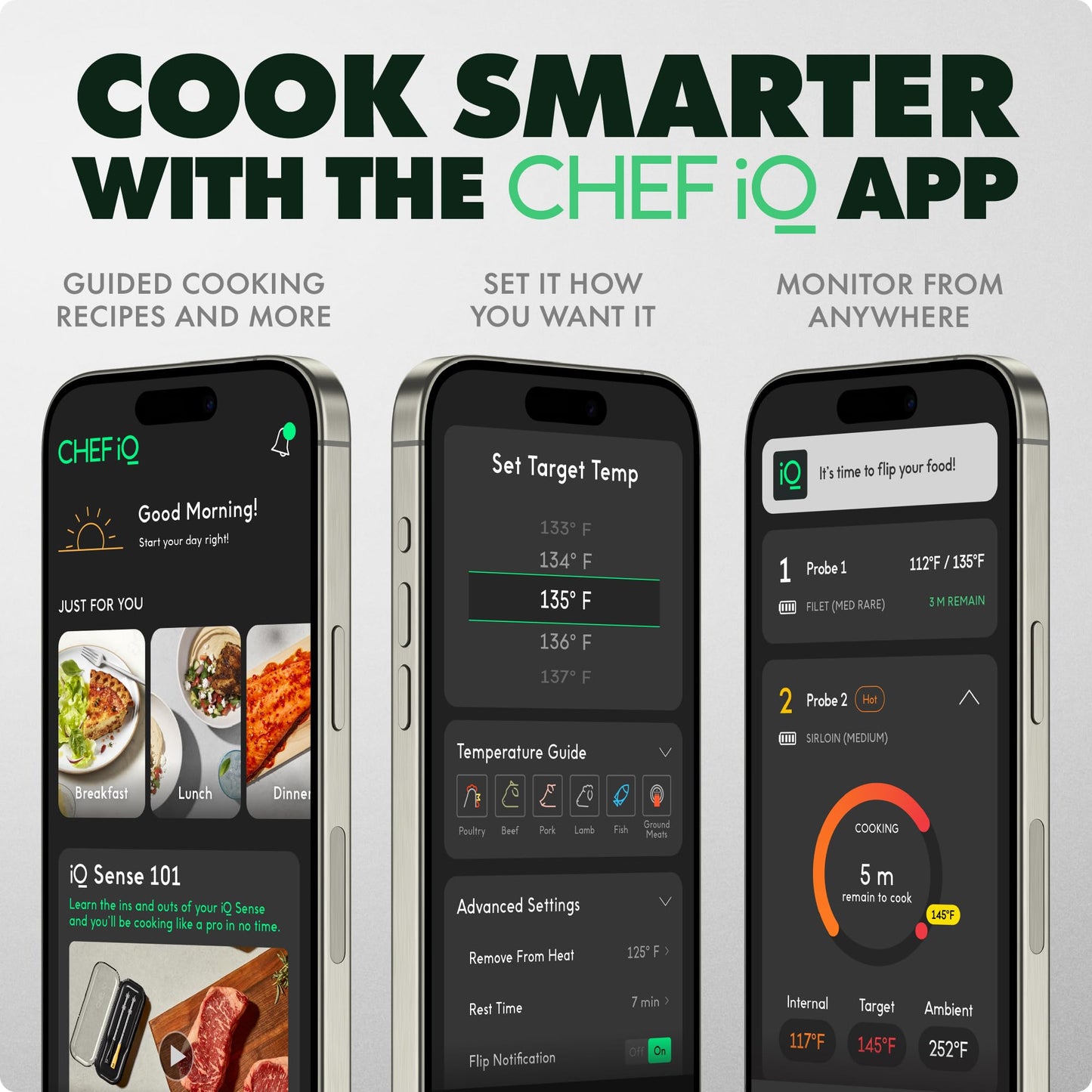 CHEF iQ Sense Smart Wireless Meat Thermometer, 3 Probes Gen3