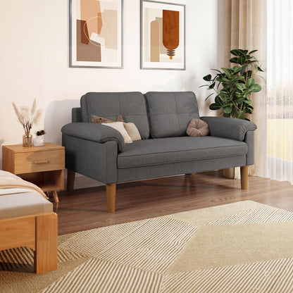 Xbro 2-Seater Sofa, Small Couch 2-Seater with Armrest and Side Pocket, Modern Fabric Couch for Living Room, Home, Office, Easy Assembly, 145 x 77 x 77 cm