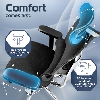 CLOUVOU Master Ergonomic Office Chair, Mesh Back, Black